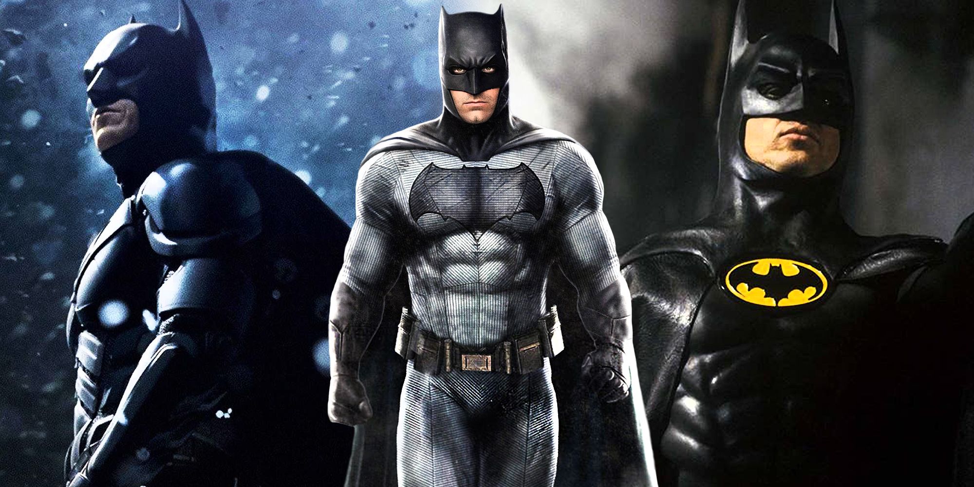Christian Bale Ben Affleck and Michael Keaton as Live Action Batman