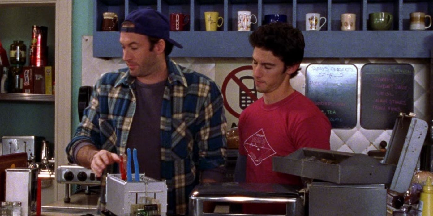 Jess helps Luke fix his toaster on Gilmore Girls
