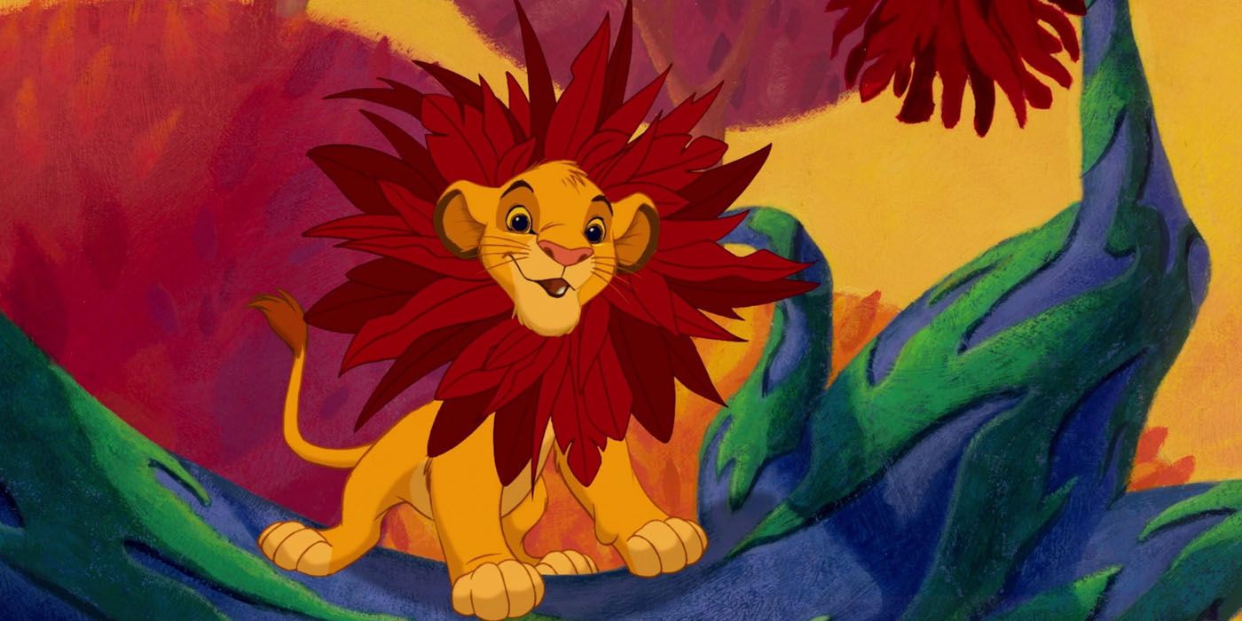 Simba with a mane of leaves in The Lion King