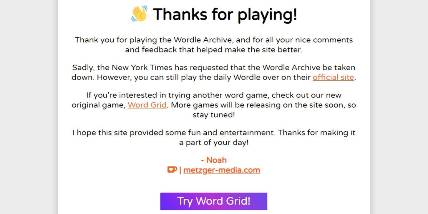 Wordle Archive Shut By NYT
