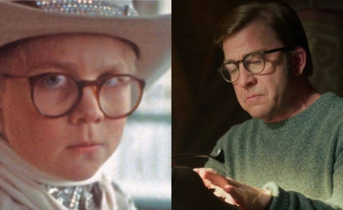 split image of ralphie in a christmas story and ralphie in a christmas story christmas