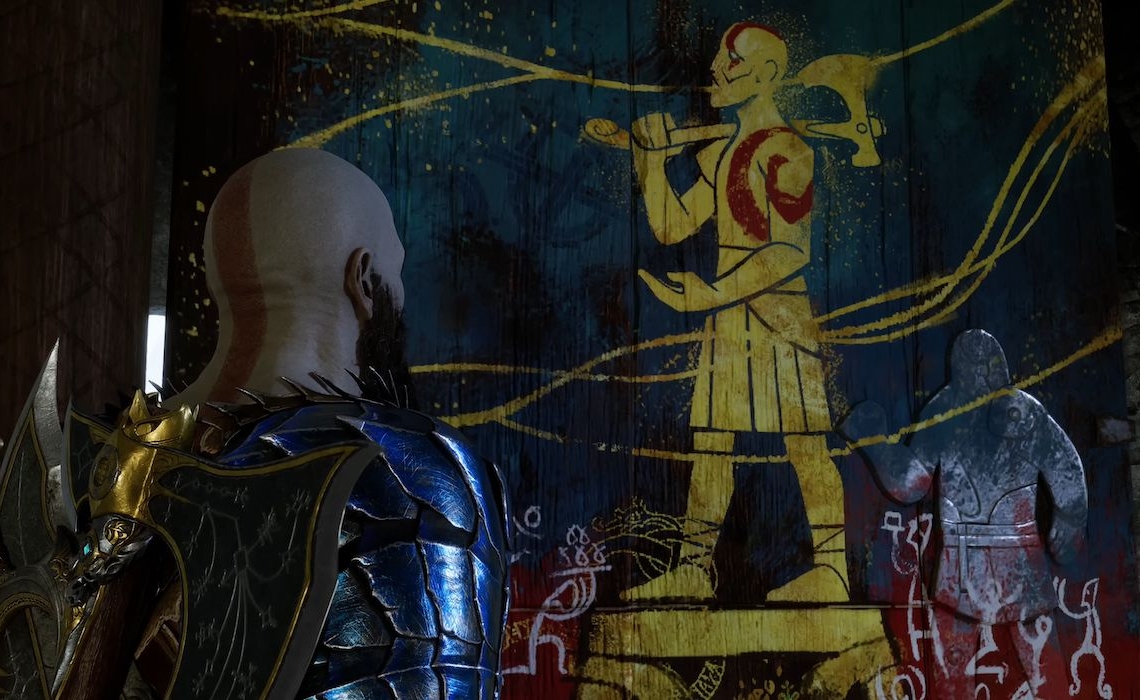 god of war ragnarok kratos mural