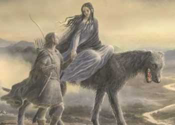 Beren e Luthien em cima de Huan Tolkien